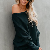 Stylish Bat-Sleeve Ribbed Casual Knit Sweater