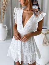Sexy Deep V-Neck Lace Dress