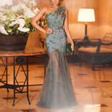 Elegant Sloping Shoulder Chiffon Cross Printed Colour Dress