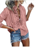 Sweet Plain Lace Split Joint Blouse