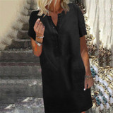Fashion Cotton Loose Short Sleeves Casual Dresses