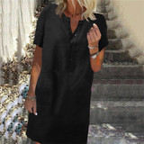 Fashion Cotton Loose Short Sleeves Casual Dresses