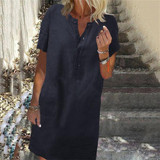 Fashion Cotton Loose Short Sleeves Casual Dresses