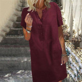 Fashion Cotton Loose Short Sleeves Casual Dresses