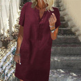 Fashion Cotton Loose Short Sleeves Casual Dresses