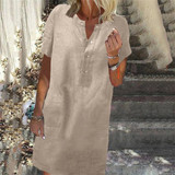 Fashion Cotton Loose Short Sleeves Casual Dresses