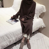 Fashion Simple Loose High Collar Knitted Maxi Dress