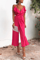 Sexy Fashion Rose Sleeveless Jumpsuits