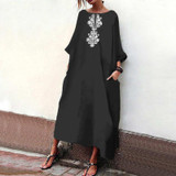 Casual Printed Colour Loose Halflong Sleeve Maxi Dresses