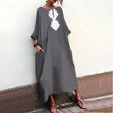 Casual Printed Colour Loose Halflong Sleeve Maxi Dresses