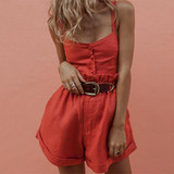 Sling Button Ruffled Jumpsuit