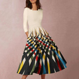 Asymmetric Neck  Printed Skater Dress