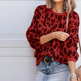 Round Neck  Leopard Printed Sweaters