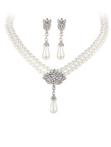 Elegance Pearl Rhinestone Necklace And Earrings