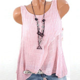 Round Neck  Asymmetric Hem Backless  Mesh Patchwork Plain Blouses