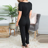 Maternity Plain V-Neck Casual Jumpsuit
