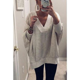 V Neck  Loose Fitting  Plain Sweaters V Neck  Loose Fitting  Plain Sweaters