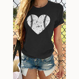 Round Neck Heart Printed T-Shirts
