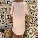 Round Neck Half Sleeve Plain Mini Casual Dress