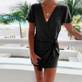 Fashion V-Neck Lace Ruffled Sleeve Dress