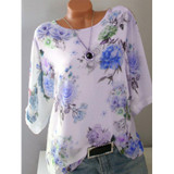 Round Neck  Loose Fitting  Print Short Sleeve T-Shirts Round Neck  Loose Fitting  Print Short Sleeve T-Shirts