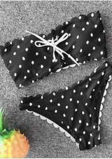 Drawstring Lace-Up  Polka Dot Bikini