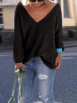 V Neck  Plain Sweaters