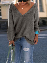 V Neck  Plain Sweaters