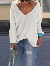 V Neck  Plain Sweaters