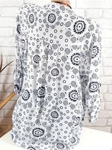 Printed Long Sleeve V-Neck Blouses