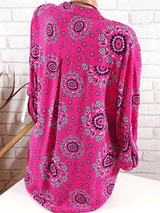 Printed Long Sleeve V-Neck Blouses