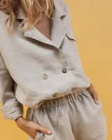 Cotton And Linen Double-Breasted Temperament Suit Shorts Suit