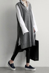 Fashion Simple Loose Sleeveless Knitted Dress