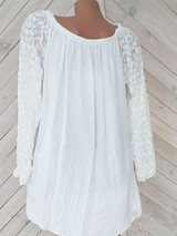 Decorative Lace Plain Long Sleeve Blouses