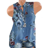 Sleeveless Loose Fitting Floral Printed Blouses Sleeveless Loose Fitting Floral Printed Blouses