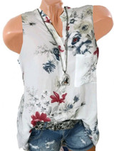 Sleeveless Loose Fitting Floral Printed Blouses Sleeveless Loose Fitting Floral Printed Blouses