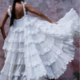 Vintage Square-Cut Collar Ruffled Belted Splicing Pleated Dress
