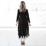 Fashion Plain Long Sleeve Casual Dresses Asymmetric Hem Blouse