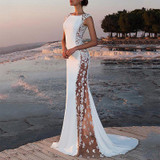 Sexy See-Through Sleeveless Fishtail Evening Dress