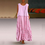 Fashion Polka Dot Round Neck Sleeveless Dresses