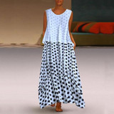 Fashion Polka Dot Round Neck Sleeveless Dresses