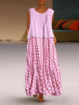 Fashion Polka Dot Round Neck Sleeveless Dresses