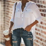 Pure Color Loose Long Sleeve Blouse