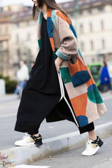 Fashion Turndown Collar Printed Long Sleeve Coat