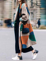 Fashion Turndown Collar Printed Long Sleeve Coat