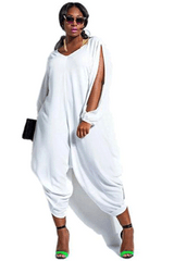2019 Spring Plus Size Baggy Harem Slit Sleeve Loose Jumpsuit