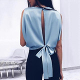 Fashionable Sexy  Backless Blouse With A Bow On The Back