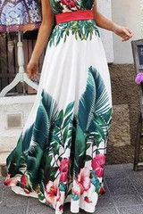 2019 Women Fashion Sleeveless Floral Print Maxi Dress