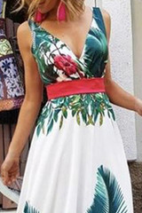 2019 Women Fashion Sleeveless Floral Print Maxi Dress