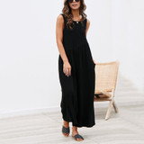 Fashion Pure Colour Sleeveless Vest Jumpsuits
